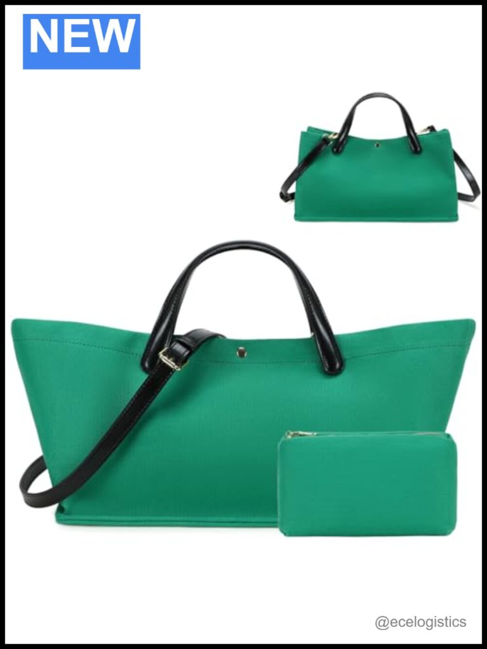 Large Canvas Tote Bag 2Pcs Set with Detachable Strap, Crossbody Shoulder